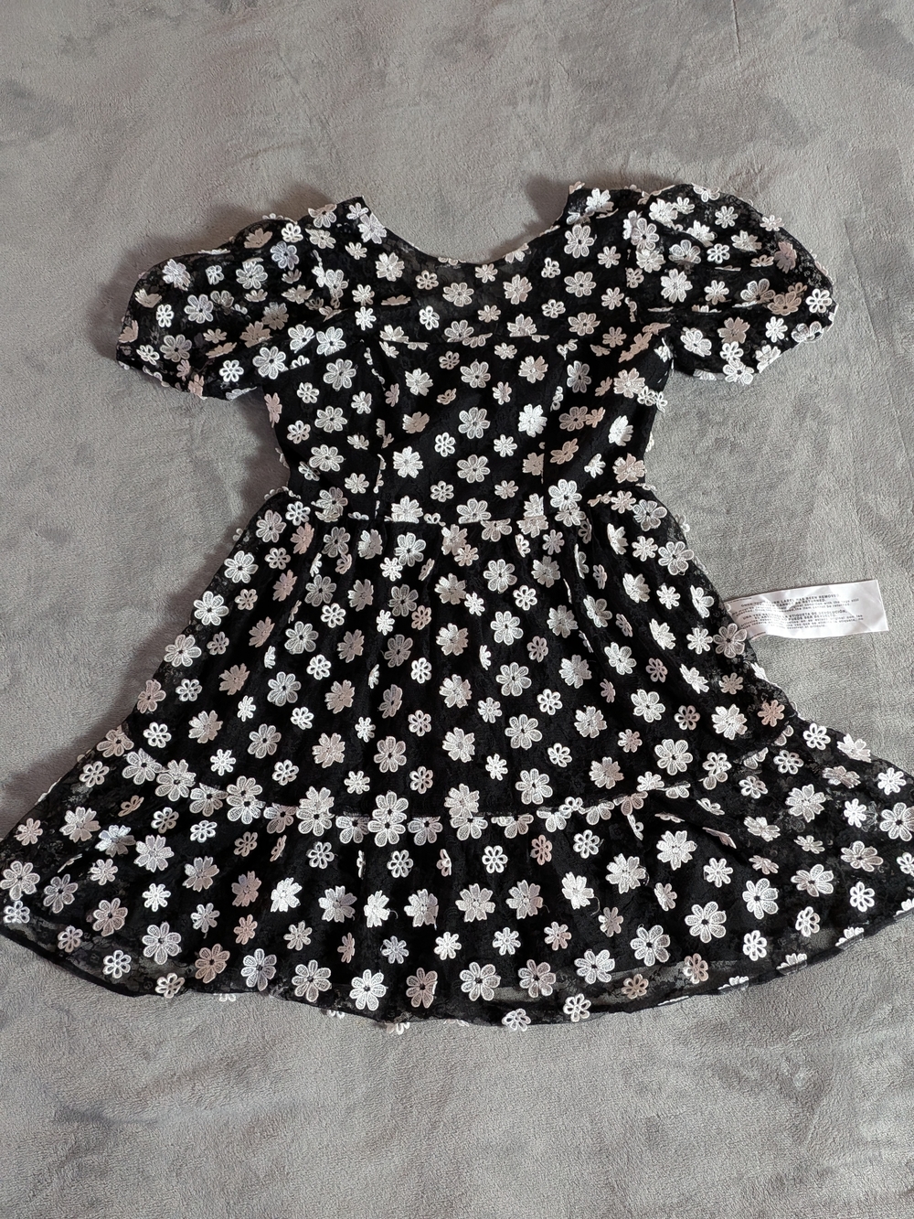 Dress the Population Black Dress with White Floral Lace Appliqué